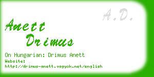 anett drimus business card